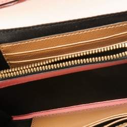 Marc Jacbos Pink/Black Leather Snapshot Wallet On Chain