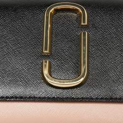 Marc Jacbos Pink/Black Leather Snapshot Wallet On Chain