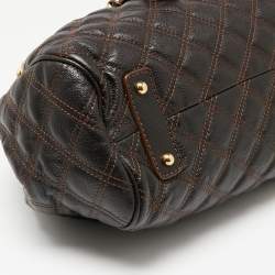 Pre Owned Marc Jacobs Dark Choco Brown Quilted Leather Stam Satchel