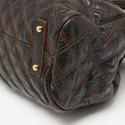 Pre Owned Marc Jacobs Dark Choco Brown Quilted Leather Stam Satchel