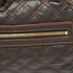Pre Owned Marc Jacobs Dark Choco Brown Quilted Leather Stam Satchel