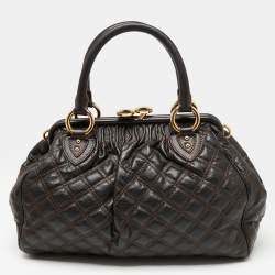 Pre Owned Marc Jacobs Dark Choco Brown Quilted Leather Stam Satchel