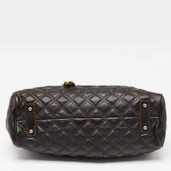 Pre Owned Marc Jacobs Dark Choco Brown Quilted Leather Stam Satchel