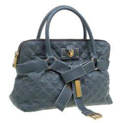 Pre Owned Marc Jacobs Grey Quilted Leather Bruna Belted Tote