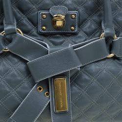 Pre Owned Marc Jacobs Grey Quilted Leather Bruna Belted Tote