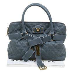 Pre Owned Marc Jacobs Grey Quilted Leather Bruna Belted Tote