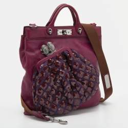 Pre Owned Marc Jacobs Purple Leather Robert Duffy Bag on Bag Tote