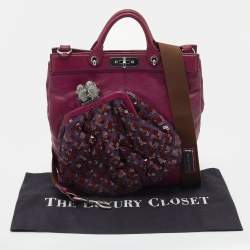 Pre Owned Marc Jacobs Purple Leather Robert Duffy Bag on Bag Tote