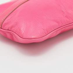 Pre Owned Marc Jacobs Pink Leather Top Zip Clutch