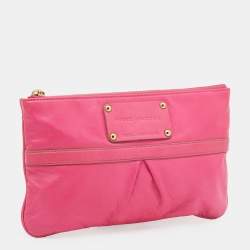 Pre Owned Marc Jacobs Pink Leather Top Zip Clutch