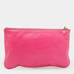 Pre Owned Marc Jacobs Pink Leather Top Zip Clutch