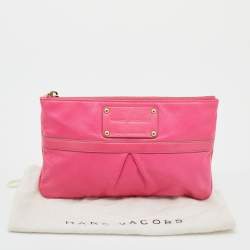 Pre Owned Marc Jacobs Pink Leather Top Zip Clutch