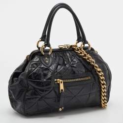 Pre Owned Marc Jacobs Black Quilted Leather Stam Satchel