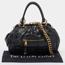Pre Owned Marc Jacobs Black Quilted Leather Stam Satchel