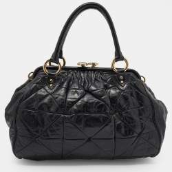 Pre Owned Marc Jacobs Black Quilted Leather Stam Satchel