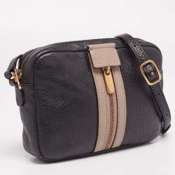 Marc by Marc Jacobs Black/Beige Leather Middle Zip Crossbody  Bag