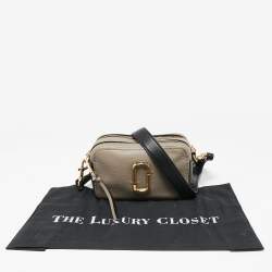 Pre Owned Marc Jacobs Beige/Black Leather Snapshot Crossbody Bag