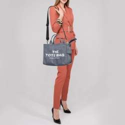 Pre Owned Marc Jacobs Blue Canvas The Small Traveler Tote 