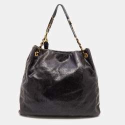 Marc Jacobs Black Python Embossed Leather Hobo