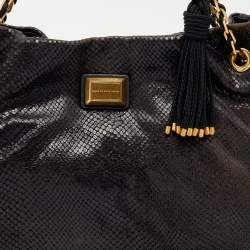 Marc Jacobs Black Python Embossed Leather Hobo