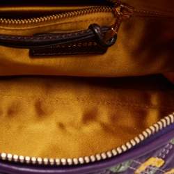 Pre Owned Marc Jacobs Purple Printed Leather Misfit Flap Shoulder Bag