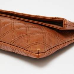 Pre Owned Marc Jacobs Brown Quilted Leather Large Eugenie Clutch