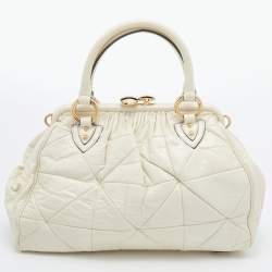 Pre Owned Marc Jacobs Cream Quilted Leather Stam Satchel