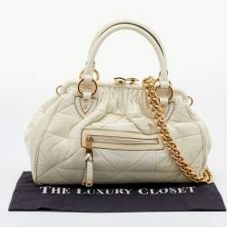 Pre Owned Marc Jacobs Cream Quilted Leather Stam Satchel
