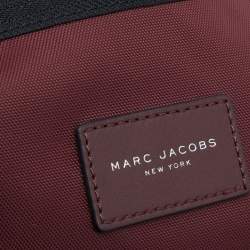 Pre Owned Marc Jacobs Burgundy Nylon and Leather Top Zip Clutch