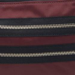Pre Owned Marc Jacobs Burgundy Nylon and Leather Top Zip Clutch