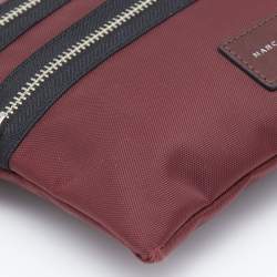 Pre Owned Marc Jacobs Burgundy Nylon and Leather Top Zip Clutch
