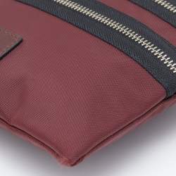 Pre Owned Marc Jacobs Burgundy Nylon and Leather Top Zip Clutch