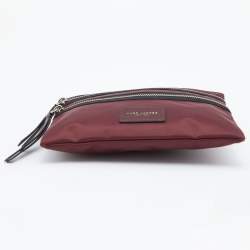 Pre Owned Marc Jacobs Burgundy Nylon and Leather Top Zip Clutch