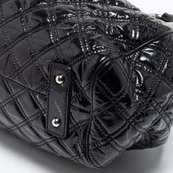 Pre Owned Marc Jacobs Black Quilted Patent Leather Stam Satchel