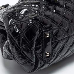 Pre Owned Marc Jacobs Black Quilted Patent Leather Stam Satchel