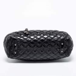 Pre Owned Marc Jacobs Black Quilted Patent Leather Stam Satchel