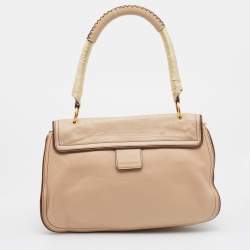 Marc Jacobs Beige Leather Crystal Embellished Flap Top Handle Bag