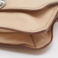 Marc Jacobs Beige Leather Crystal Embellished Flap Top Handle Bag