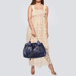 Pre Owned Marc Jacobs Purple Leather Eyelet Tote