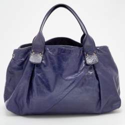 Pre Owned Marc Jacobs Purple Leather Eyelet Tote