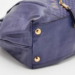 Pre Owned Marc Jacobs Purple Leather Eyelet Tote