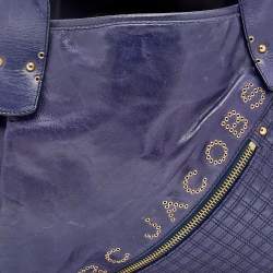 Pre Owned Marc Jacobs Purple Leather Eyelet Tote