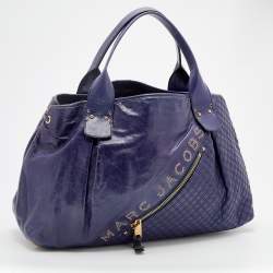 Pre Owned Marc Jacobs Purple Leather Eyelet Tote