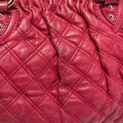 Pre Owned Marc Jacobs Fuchsia Quilted Leather Stam Satchel