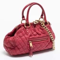 Pre Owned Marc Jacobs Fuchsia Quilted Leather Stam Satchel