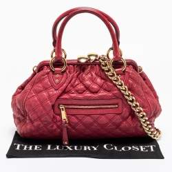 Pre Owned Marc Jacobs Fuchsia Quilted Leather Stam Satchel