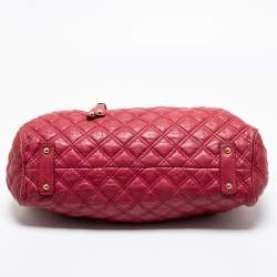 Pre Owned Marc Jacobs Fuchsia Quilted Leather Stam Satchel