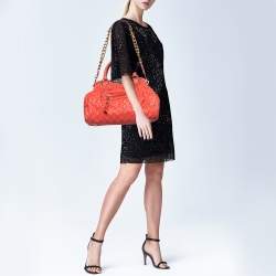 Marc Jacobs Red Snake Skin Embossed Leather Stam Satchel