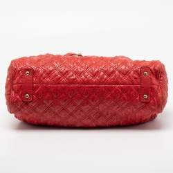 Marc Jacobs Red Snake Skin Embossed Leather Stam Satchel