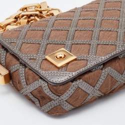 Pre Owned Marc Jacobs Brown/Grey Calfhair and Suede Flap Shoulder Bag